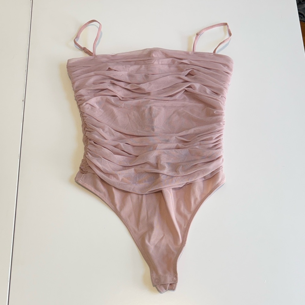 Aritzia Babaton Luxor Pink Mesh Bodysuit